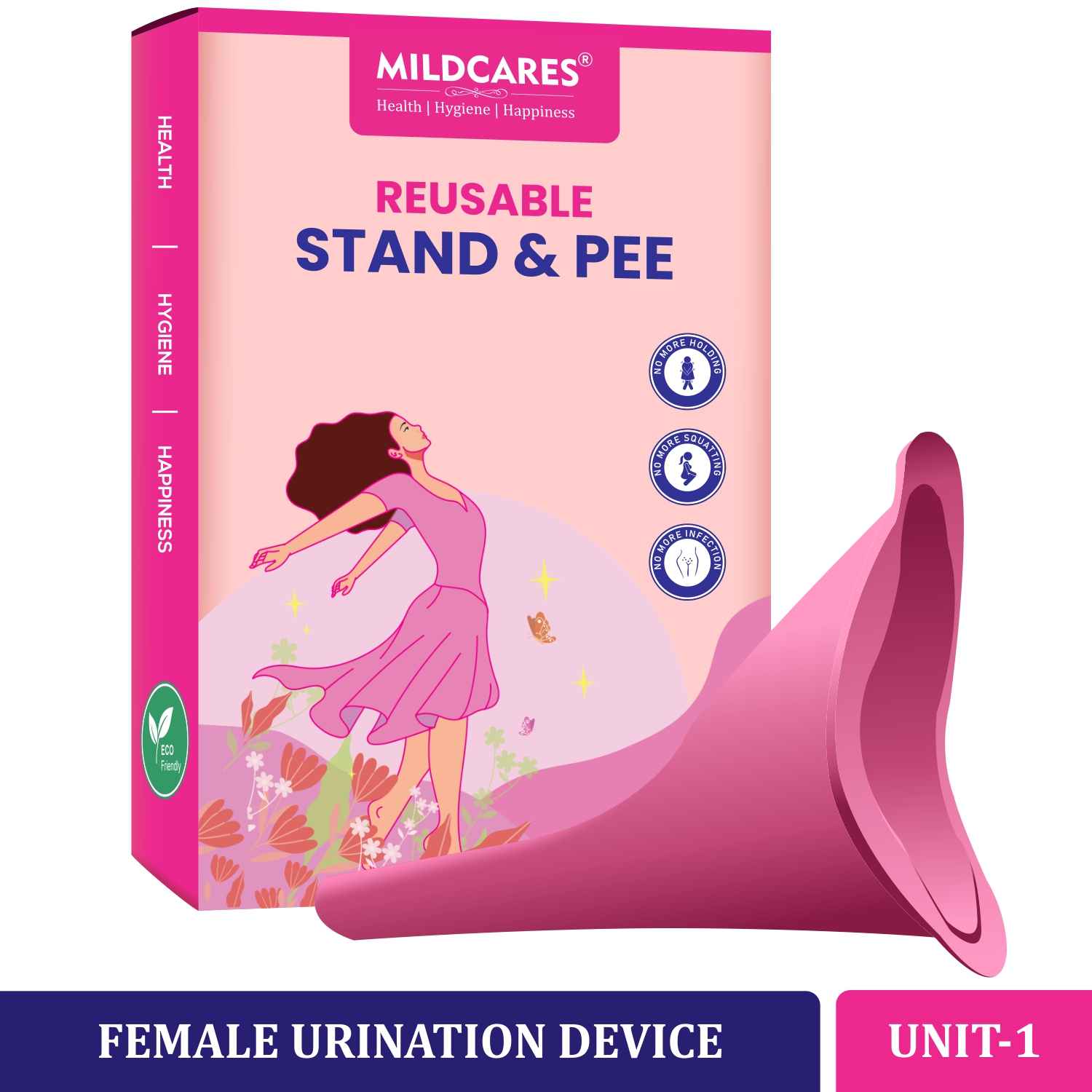 Buy MildCares Silicone Stand and Pee Reusable Female Urination Device (Pack of 1) | For Women, Pregnant Women, Joint Pain Patients & Travellers | Easy To Carry | Reduces The Risk Of UTI Infections | Travel Friendly | Leak-proof - Purplle