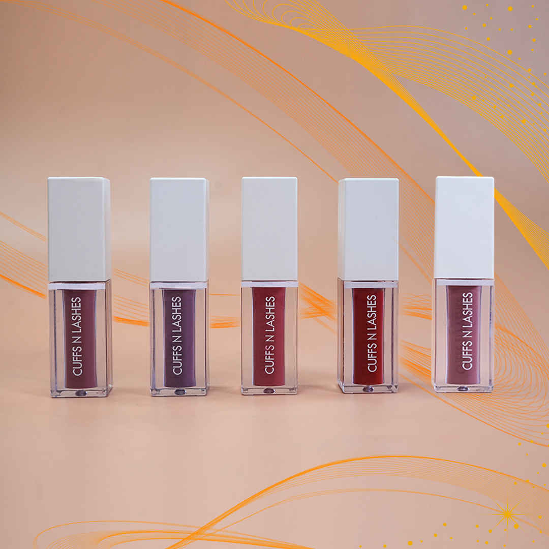 Buy Cuffs N Lashes Combo Pack of Set of 5 Matte Liquid Lipstick ( Royality 01, Arabian Nights 02, YT 03, Duggs 04, Gup Shup 05 ) - Purplle