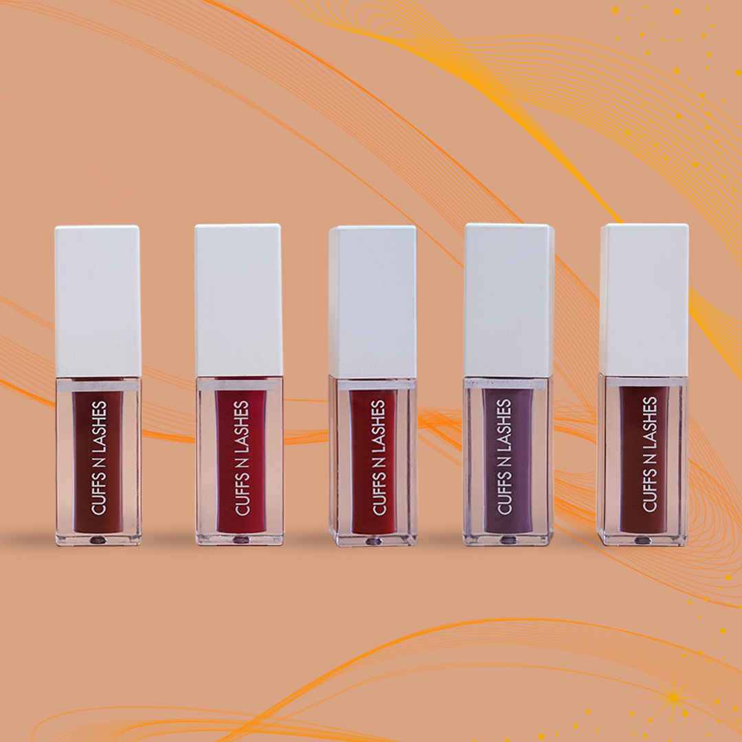 Buy Cuffs N Lashes Combo Pack of Set of 5 Matte Liquid Lipstick ( Royality 01, Heyllo 10, Arabian Nights 02, Launch Day 09, YT 03 ) - Purplle