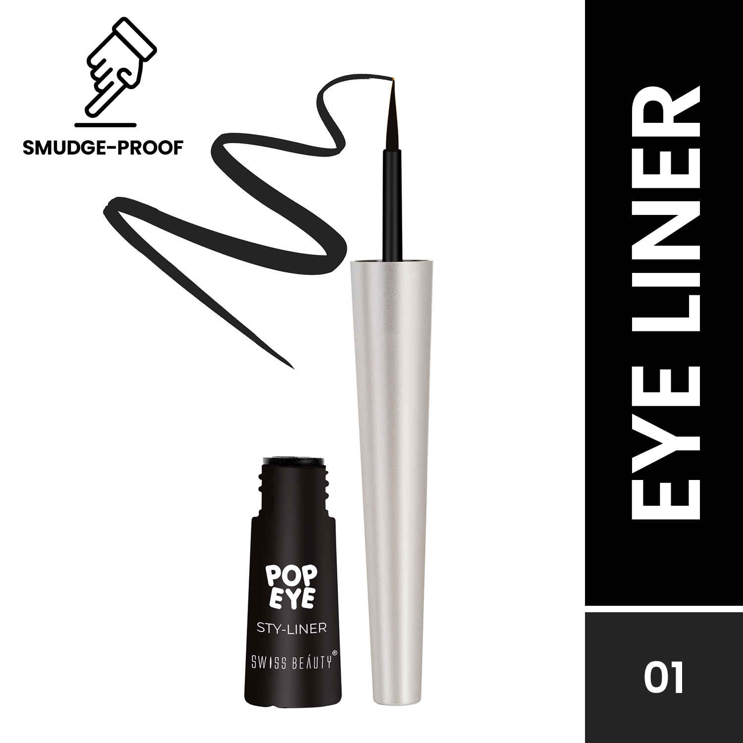 Buy Swiss Beauty Pop Eye Sty-Eyeliner 01 Onyx Black (4.5 ml) - Purplle