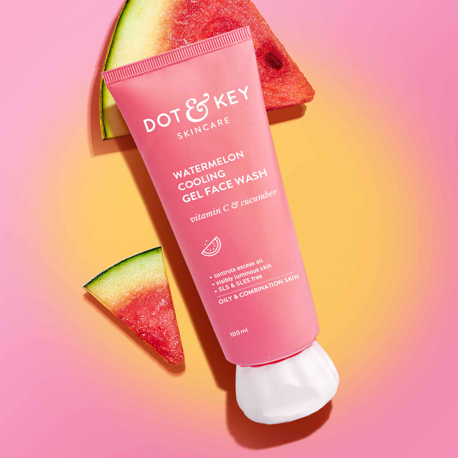Buy Dot & Key Watermelon COOLING Gel Face Wash with Vitamin C & Cucumber | Face Wash for Glowing Skin, Pigmentation and Dark Spot Reduction Normal, Combination & Oily Skin| 100 ml - Purplle