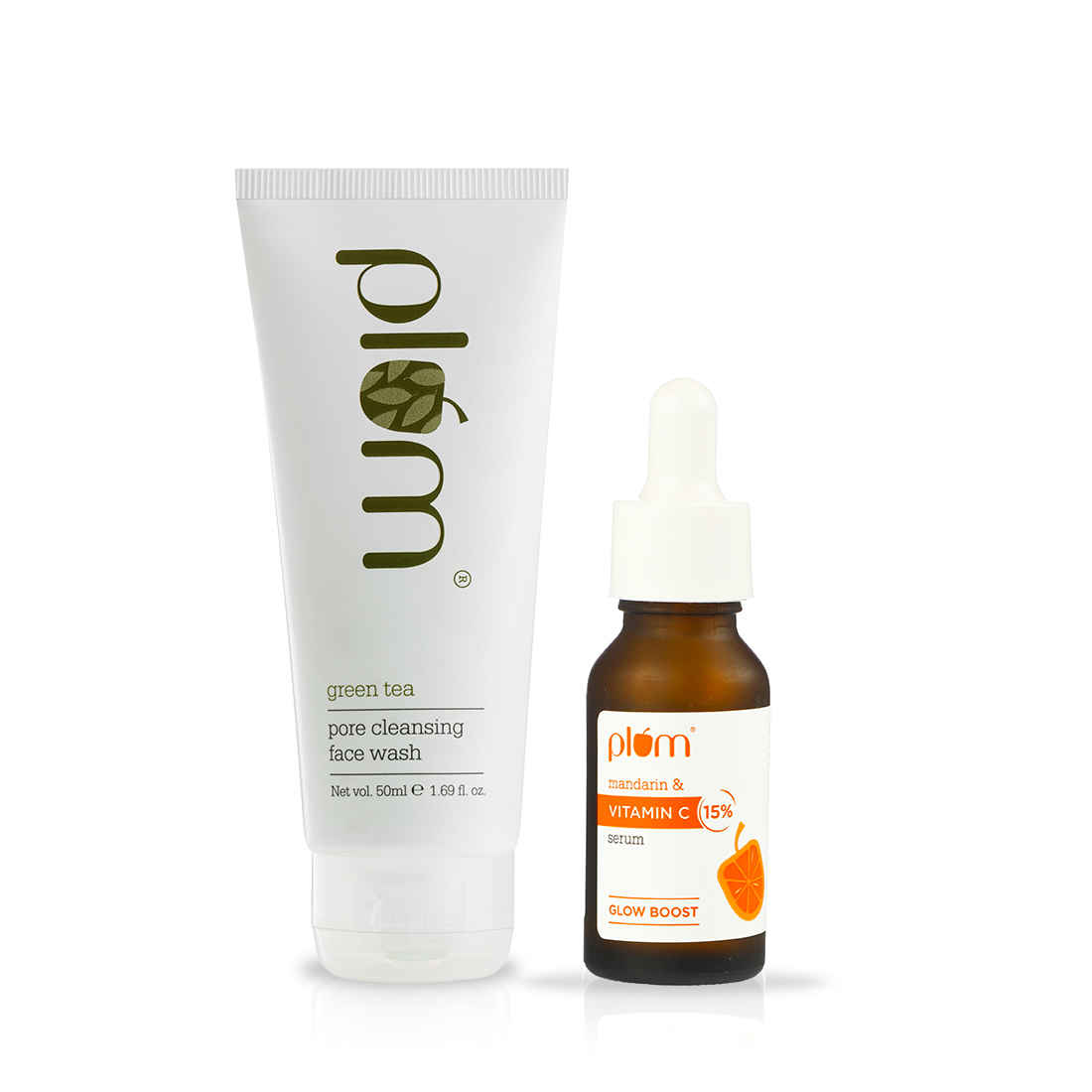 Buy Plum Fresh Glow combo , Green Tea Facewash (75 ml) + 15% Vitamin C Face Serum (20 ml) Combo - Purplle