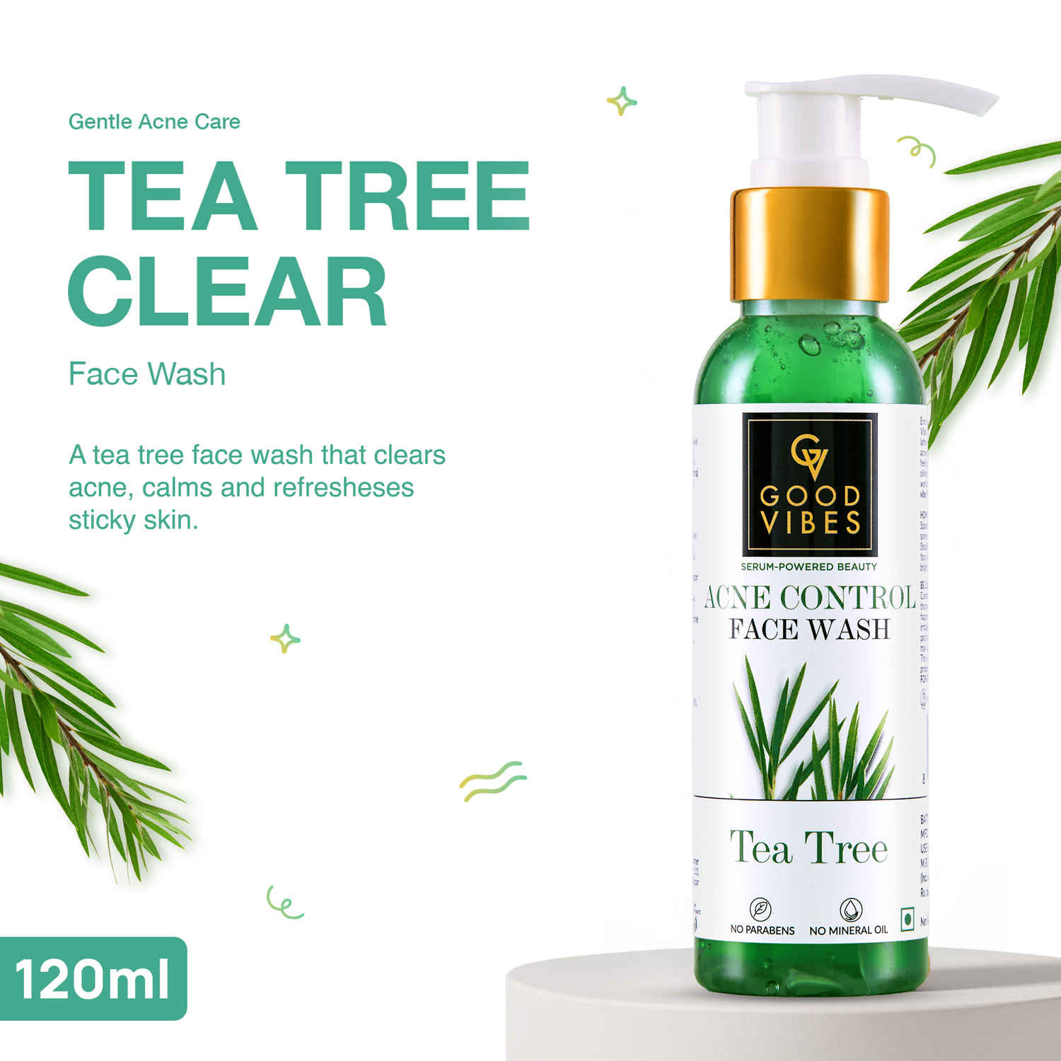 Buy Good Vibes Tea Tree Acne Control Face Wash | Pimple wash, Anti Pimple (120 ml) - Purplle