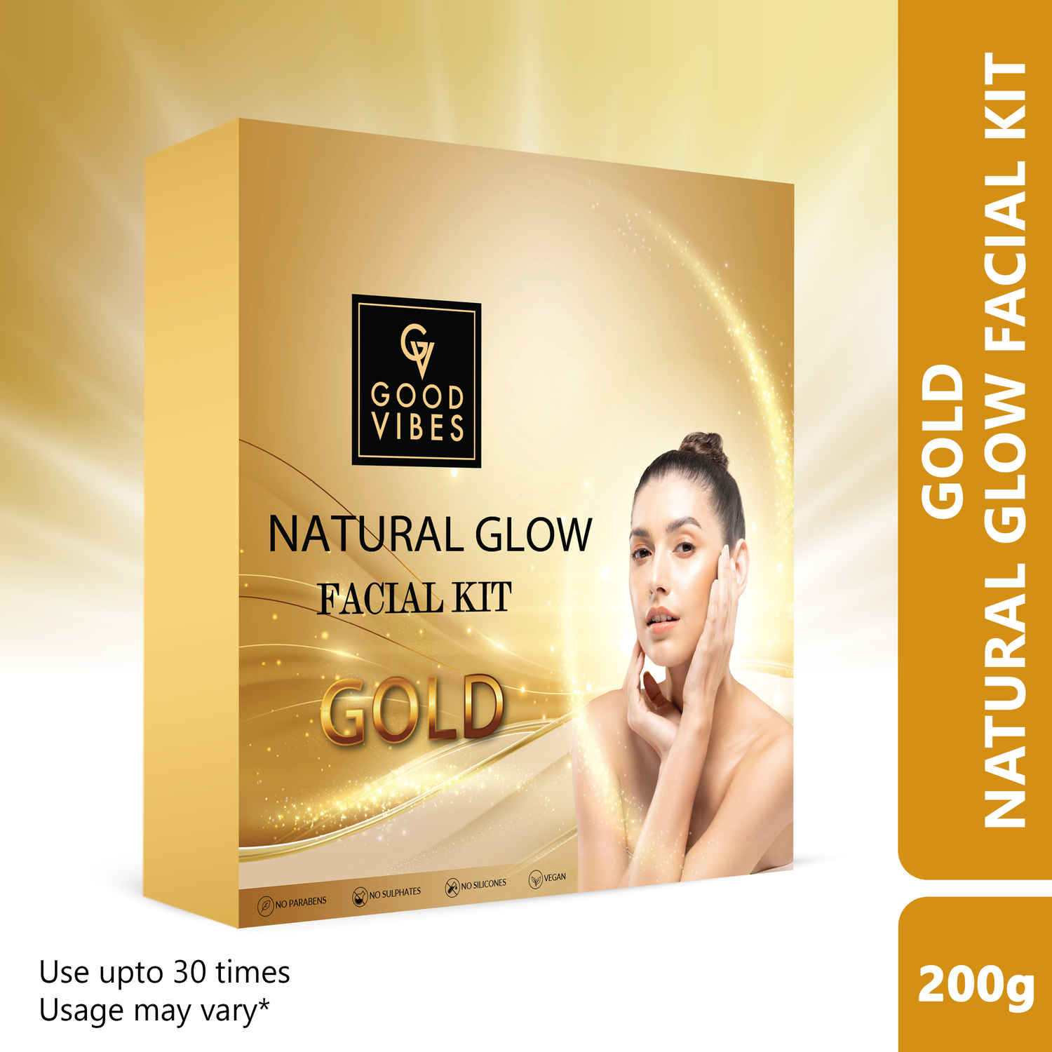 Buy Good Vibes Gold Natural Glow Facial Kit | Parlour wala glow at home, Can Be Used Up to 30 Times (Usage May Vary by Individual) (200 gm) - Purplle