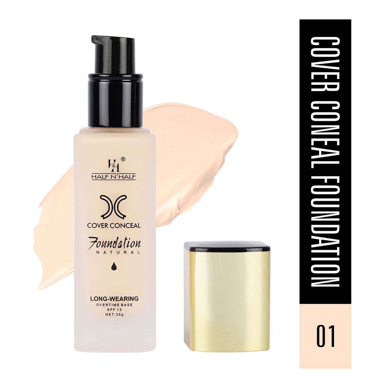 Buy Half N Half Cover Concealer Foundation Natural Longwearing Overtime Base SPF 15, Fair (35 gm) - Purplle