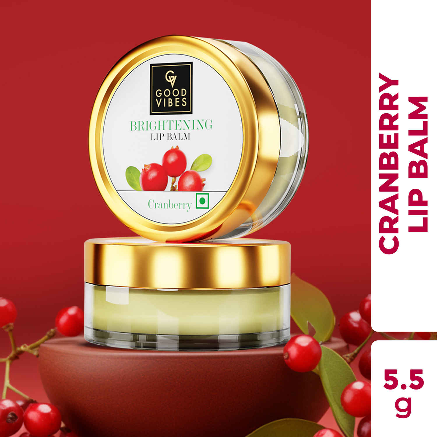 Buy Good Vibes Brightening Lip Balm Cranberry | Moisturises | Ideal for Chapped lips (5.5 gm) - Purplle