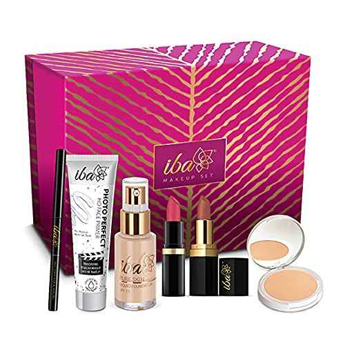 Buy Iba Makeup Gift Set for Women (Fair) - Foundation, Compact, Primer, Lipsticks, Kajal | Long Lasting | Full Coverage | 100% Vegan & Cruelty-Free (6 items in the set) - Purplle