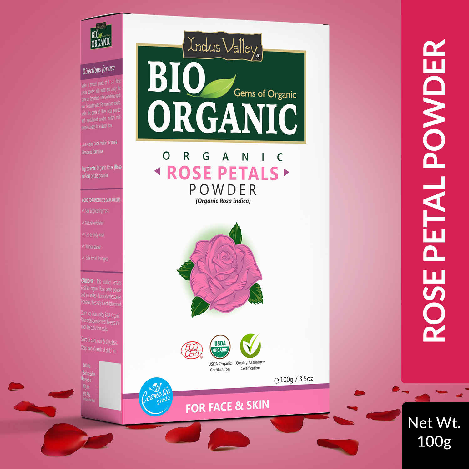 Buy Indus valley bio organic rose petal powder 100 gm - Purplle