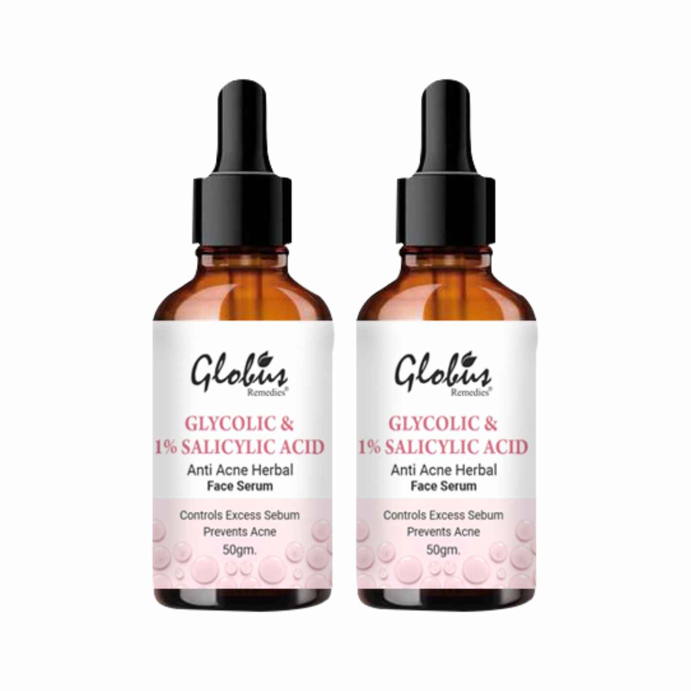Buy Globus Remedies Glycolic & 1% Salicylic Acid Anti Acne Face Serum, 100ml (Pack of 2) - Purplle