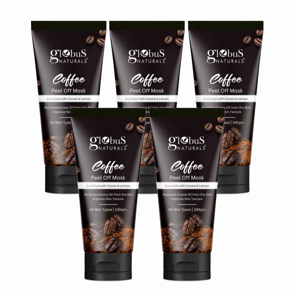 Buy Globus Naturals Coffee Peel Off Mask,Enriched with cocoa & Lemon ,100 gms (Pack of 5) - Purplle