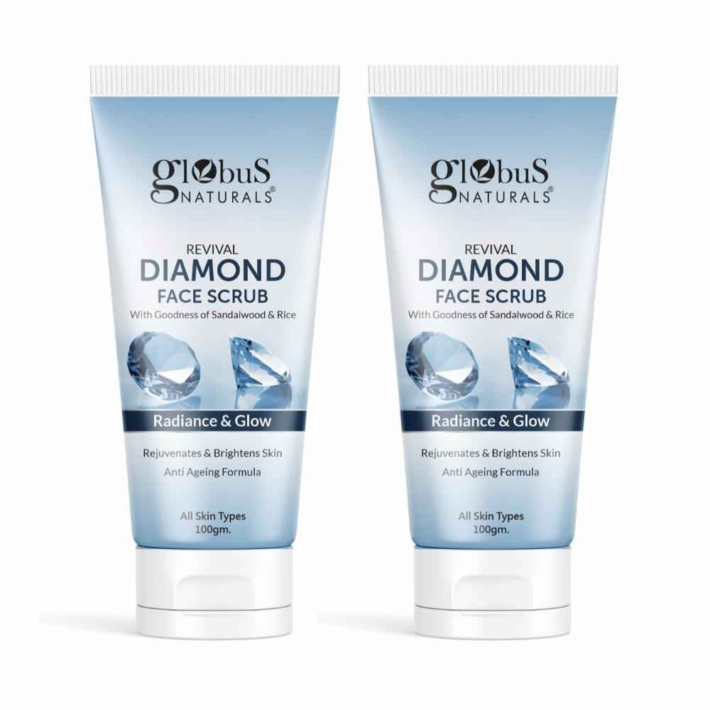 Buy Globus Naturals Revival Diamond Face Scrub with Goodness Of Sandalwood & Rice,100 gm Pack of 2 - Purplle