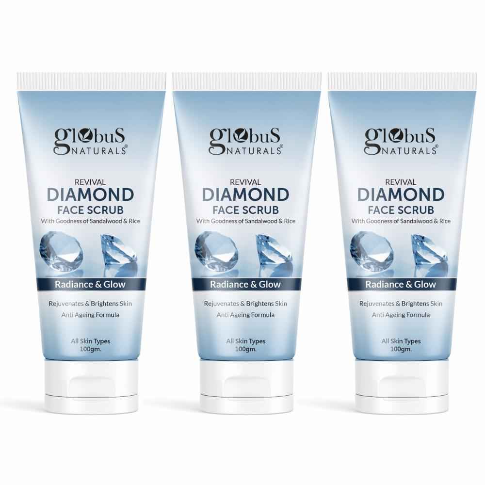 Buy Globus Naturals Revival Diamond Face Scrub with Goodness Of Sandalwood & Rice, 100 gm Pack of 3 - Purplle