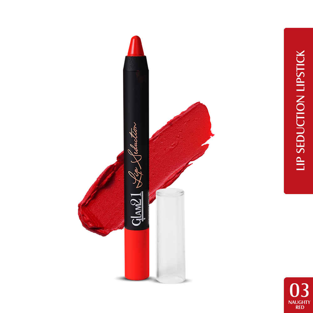 Buy Glam21 Lip Seduction Non- Transfer Crayon Lipstick| Lightweight & Longlasting|Creamy Matte Formula - 2.8gm|Naughty Red|03 - Purplle