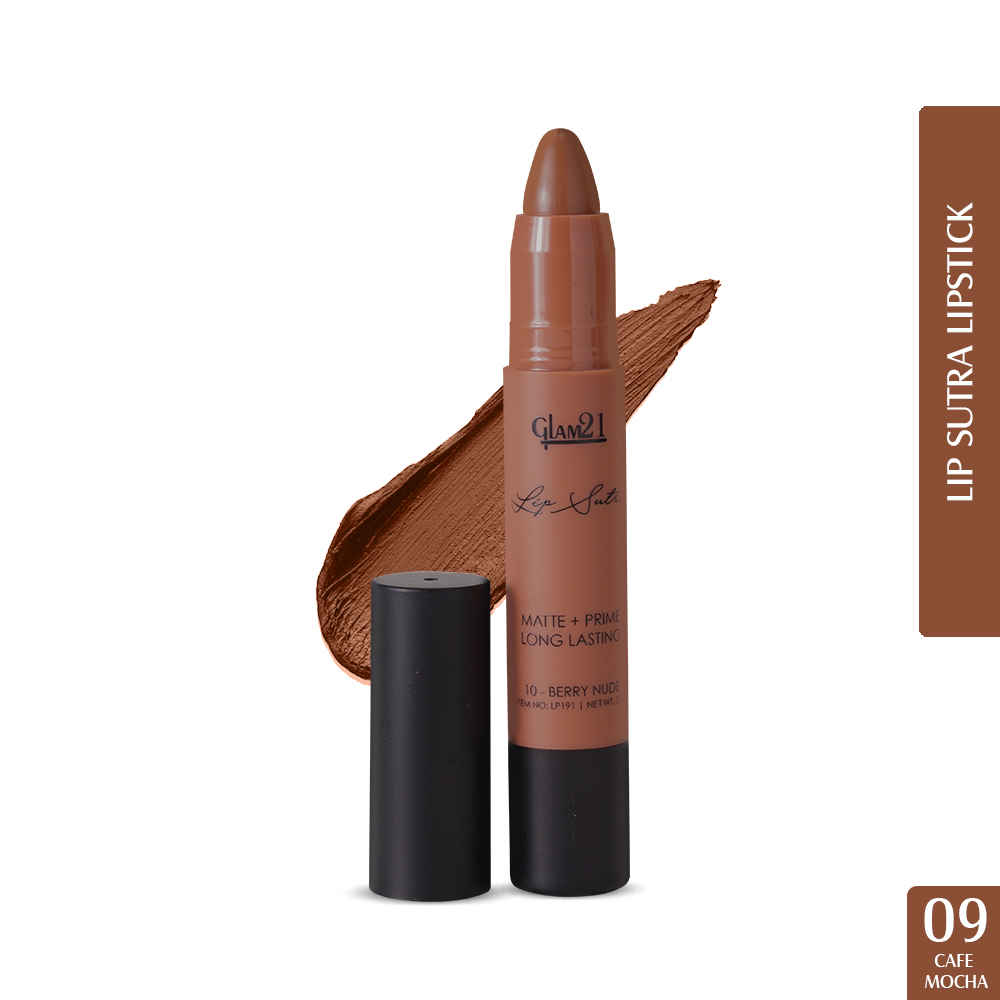 Buy Glam 21 Lip Sutra Non-Transfer Crayon Lipstick |Lightweight & Longlasting| Creamy and comfortable on lips -2.8 gm | Cafe Mocha-09 - Purplle