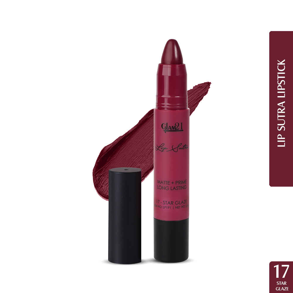 Buy Glam 21 Lip Sutra Non-Transfer Crayon Lipstick |Lightweight & Longlasting| Creamy and comfortable on lips -2.8 gm | Star Glaze-17 - Purplle