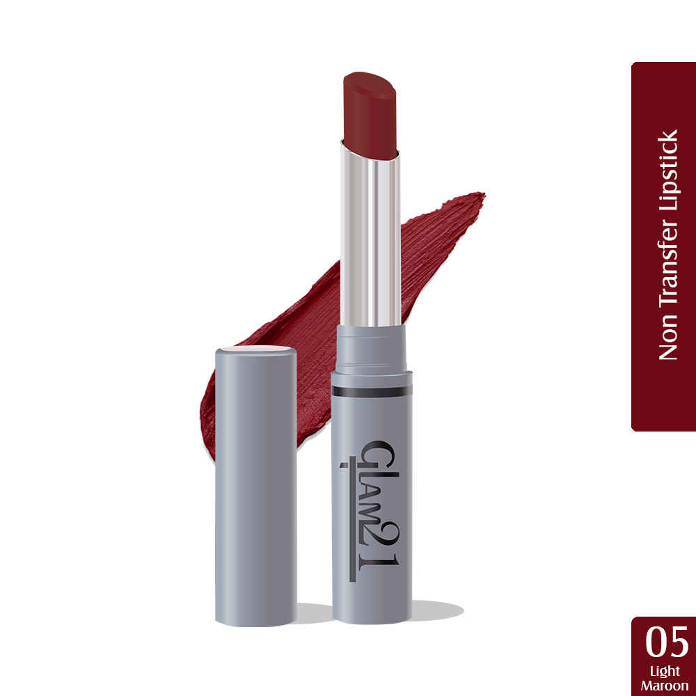 Buy Glam 21 Long Lasting Non-Transfer Lipstick|Creamy Matte Formula - 2.0 gm|Light Maroon-05 - Purplle