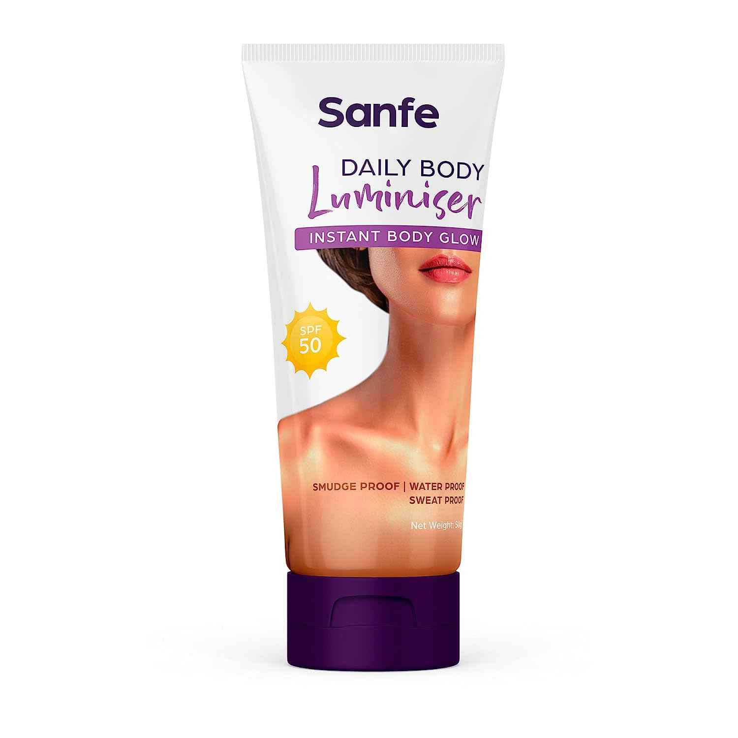 Buy Sanfe Daily Body Luminiser Instant Body Highlighter For Women SPF50 Smudge Proof | Water & Sweat Proof Transfer Proof | Daily Complexion Booster | 50 gm - Purplle