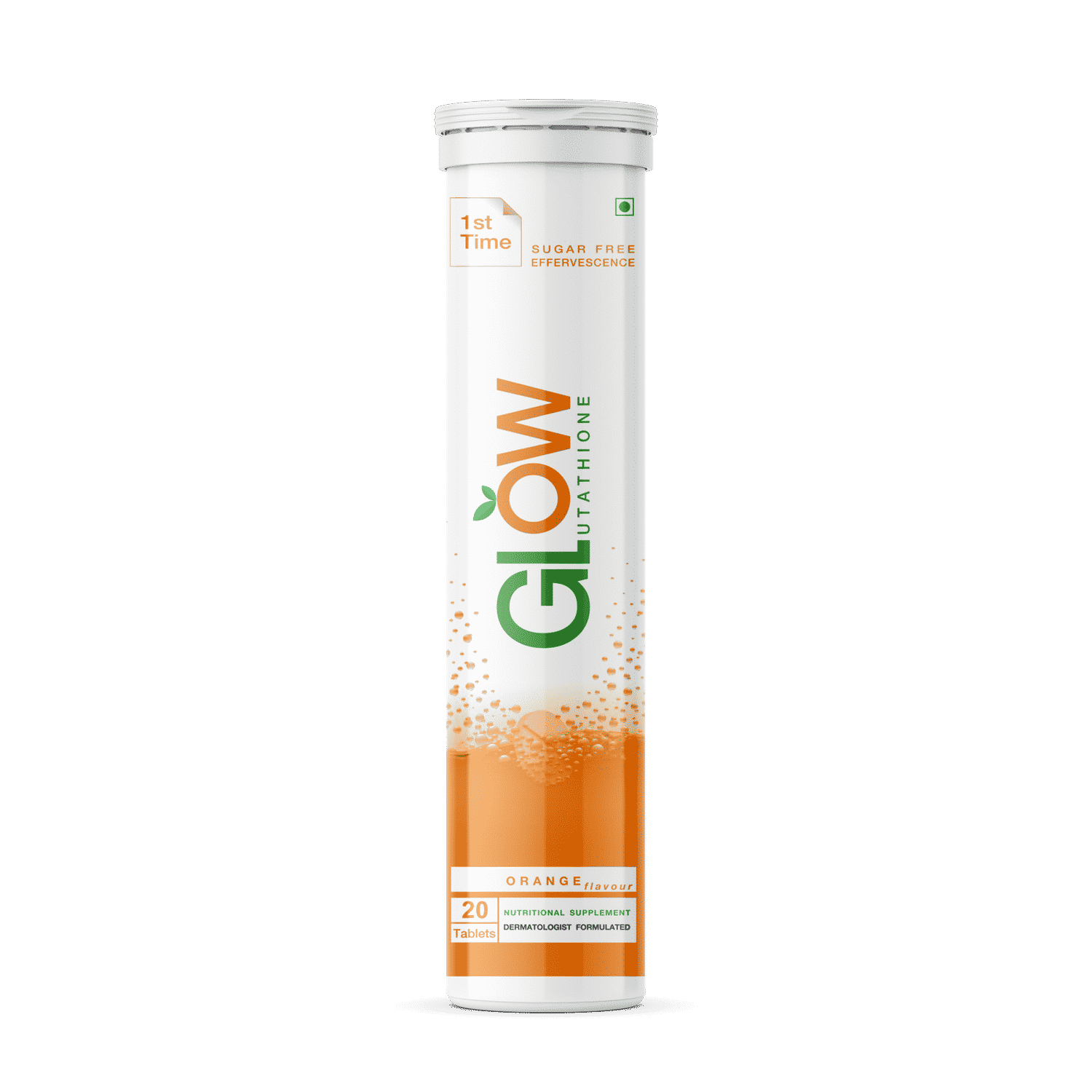Buy Glow Glutathione 2 in 1 Dermatologist Formulated Japanese L-Glutathione 500 mg + Vitamin C 1000 mg, Antioxidant for Skin Glow, Immune Booster, Detoxifier, 20 Sugar Free Effervescent Tablets (Orange Flavour Drink) - Purplle
