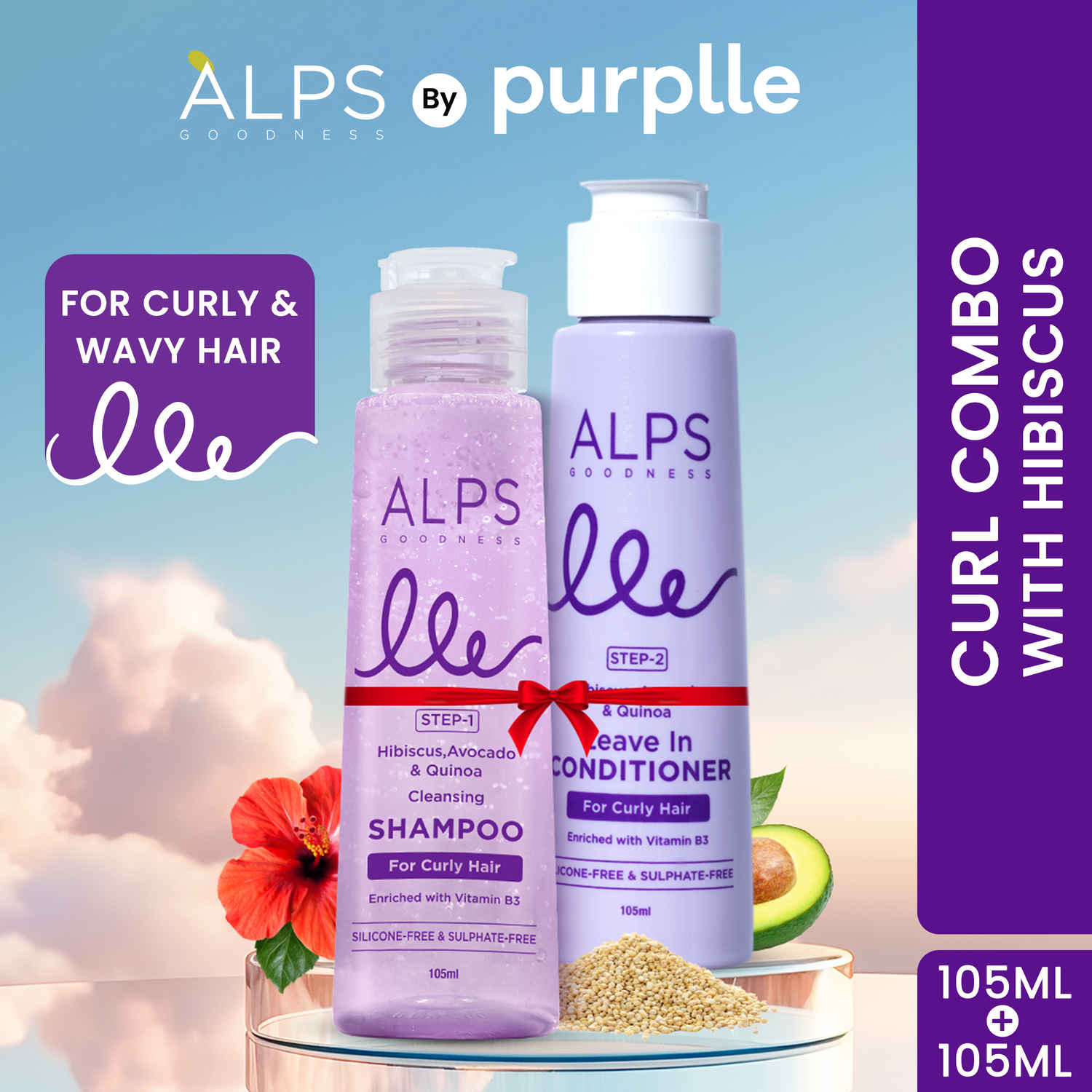 Buy Alps Goodness Curl Combo Shampoo & Conditioner with Avocado & Hibiscus for Curly & Wavy Hair (210 ml) I Curl Care Combo I Shampoo + Conditioner - Purplle