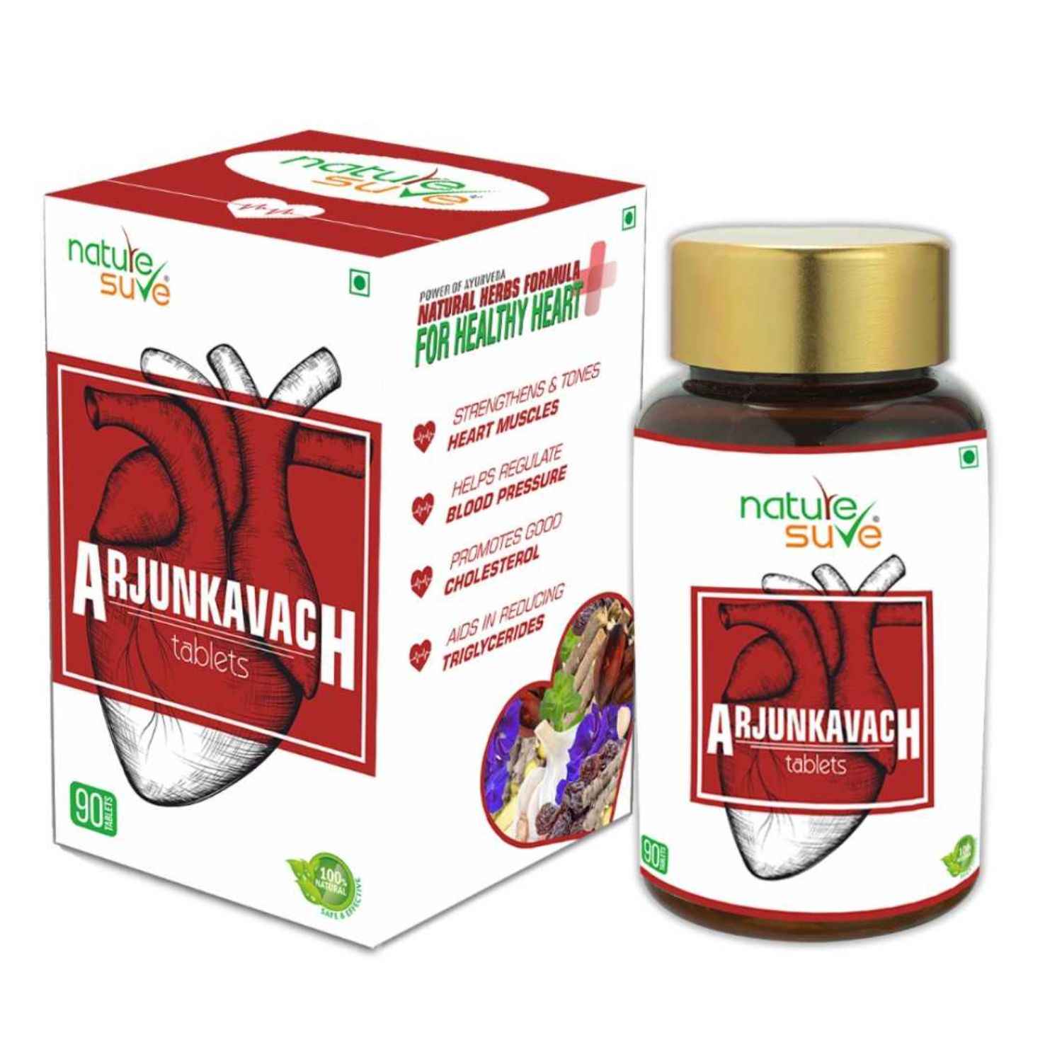 Buy Nature Sure Arjun Kavach Tablets for Healthy Heart in Men and Women - 90 Nos - Purplle