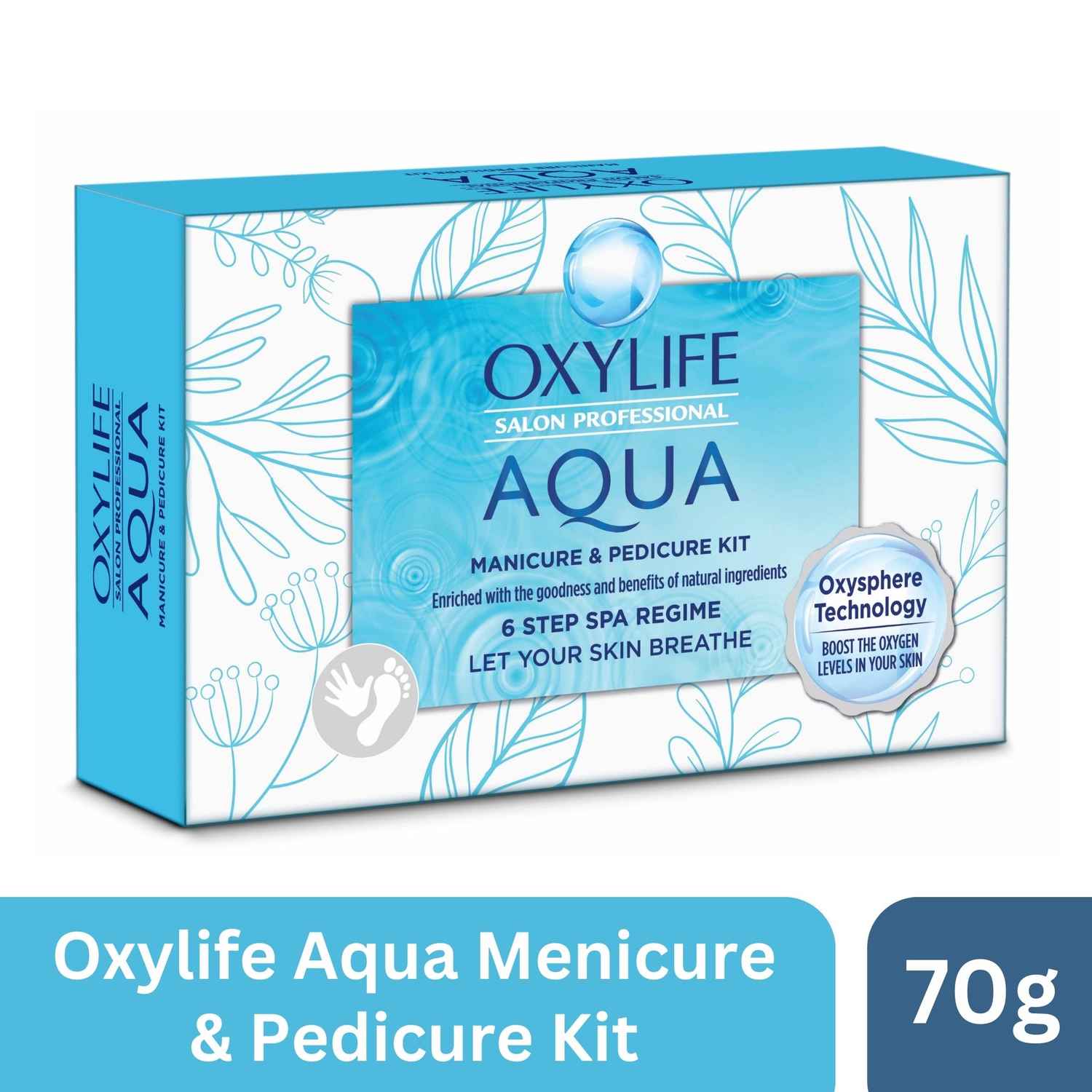 Buy Oxylife Salon Professional Aqua Manicure & Pedicure Kit - 70g | With Oxysphere Technology | Enriched with Goodness of Natural Ingredients | Sulphate & Paraben Free | Cruelty Free | Complete Skin & Nail Care Solution | Professional Spa Like Experience - Purplle