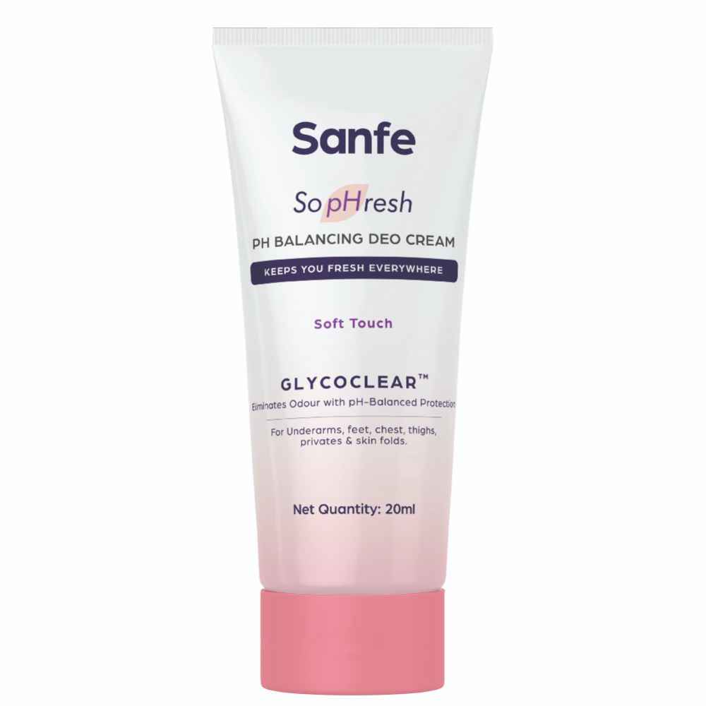 Buy Sanfe So pHresh PH Balancing Deo Cream- Soft Touch| For Underarms, Feet, Intimates & Skin Folds| Eliminates Body Odor| Long Lasting Freshness| 20 ml - Purplle