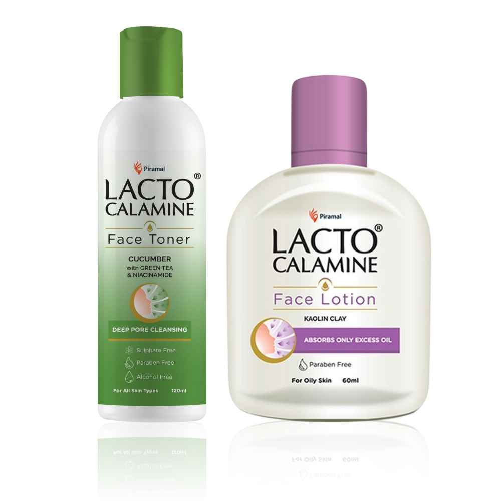 Buy Lacto Calamine Face Lotion Kaolin Clay For Oily Skin 60 ml + Cucumber Face Toner 120ml combo - Purplle