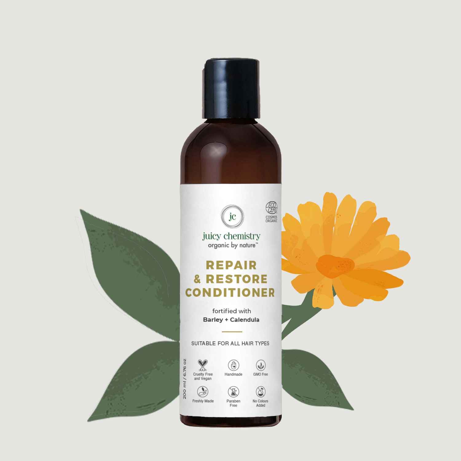 Buy Juicy Chemistry Repair & Restore Conditioner for Dry & Frizzy Hair - Made with Barley & Calendula - Certified Organic (200 ml) - Purplle