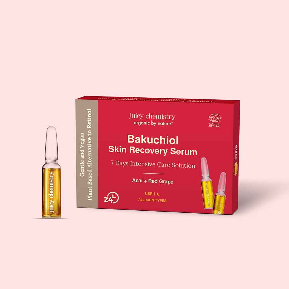 Buy Juicy Chemistry Bakuchiol Skin Recovery Face Serum 2 ml x 7 - Made with Bakuchiol and Hyaluronic Acid | Certified Natural - Purplle