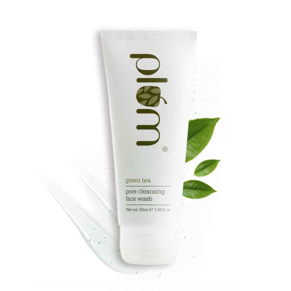 Buy Plum Green Tea Pore Cleansing Face Wash | Fights Pimples & Removes Excess Oil | Enriched with Green Tea & Glycolic Acid | Best Suits Oily, Acne-Prone, Combination Skin | 100% Vegan | 50 ml - Purplle