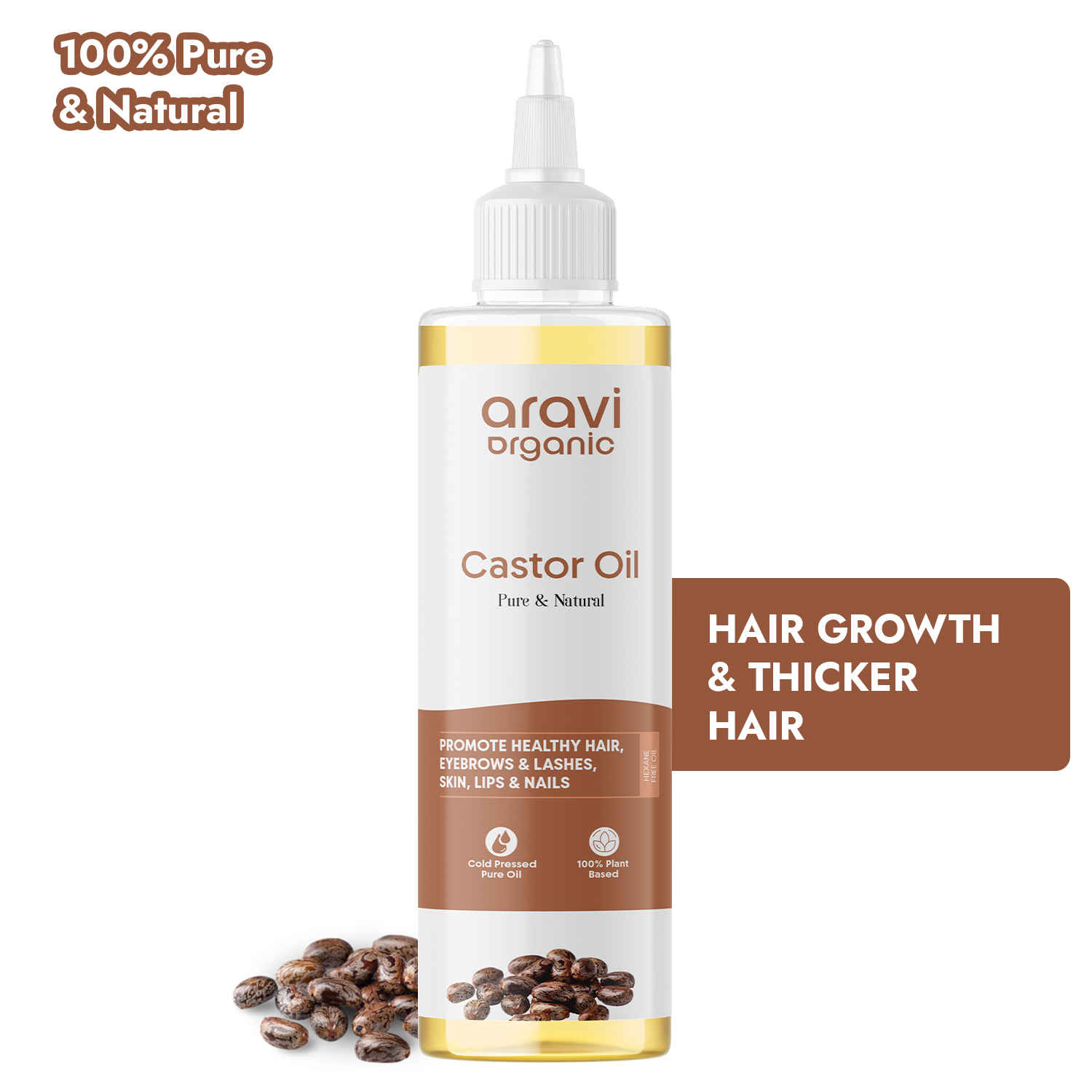 Buy Aravi Organic 100% Pure Cold Pressed Castor Oil - For Healthy Hair and Skin - 200 ml - Purplle