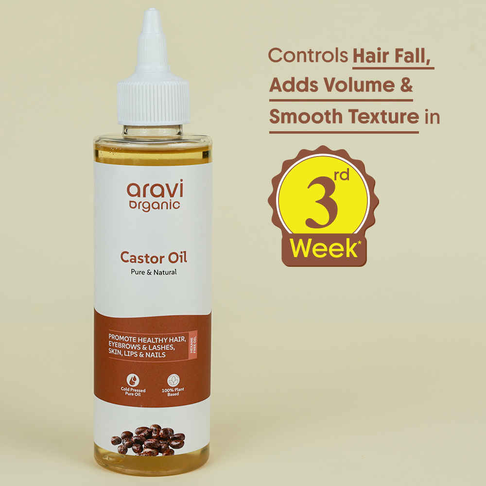 Buy Aravi Organic 100% Pure Cold Pressed Castor Oil | Promotes Healthy Hair Growth & Skin Hydration | Deep Nourishment for Hair & Skin – 200 ml - Purplle