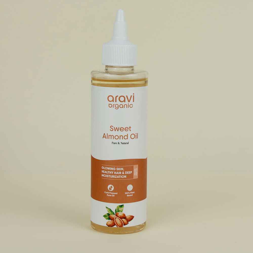 Buy Aravi Organic 100% Pure Cold Pressed Almond Oil | Moisturizes & Nourishes Hair & Skin | Supports Hair Growth & Skin Repair | Lightweight & Non-Greasy | For All Skin Types – 200 ml - Purplle