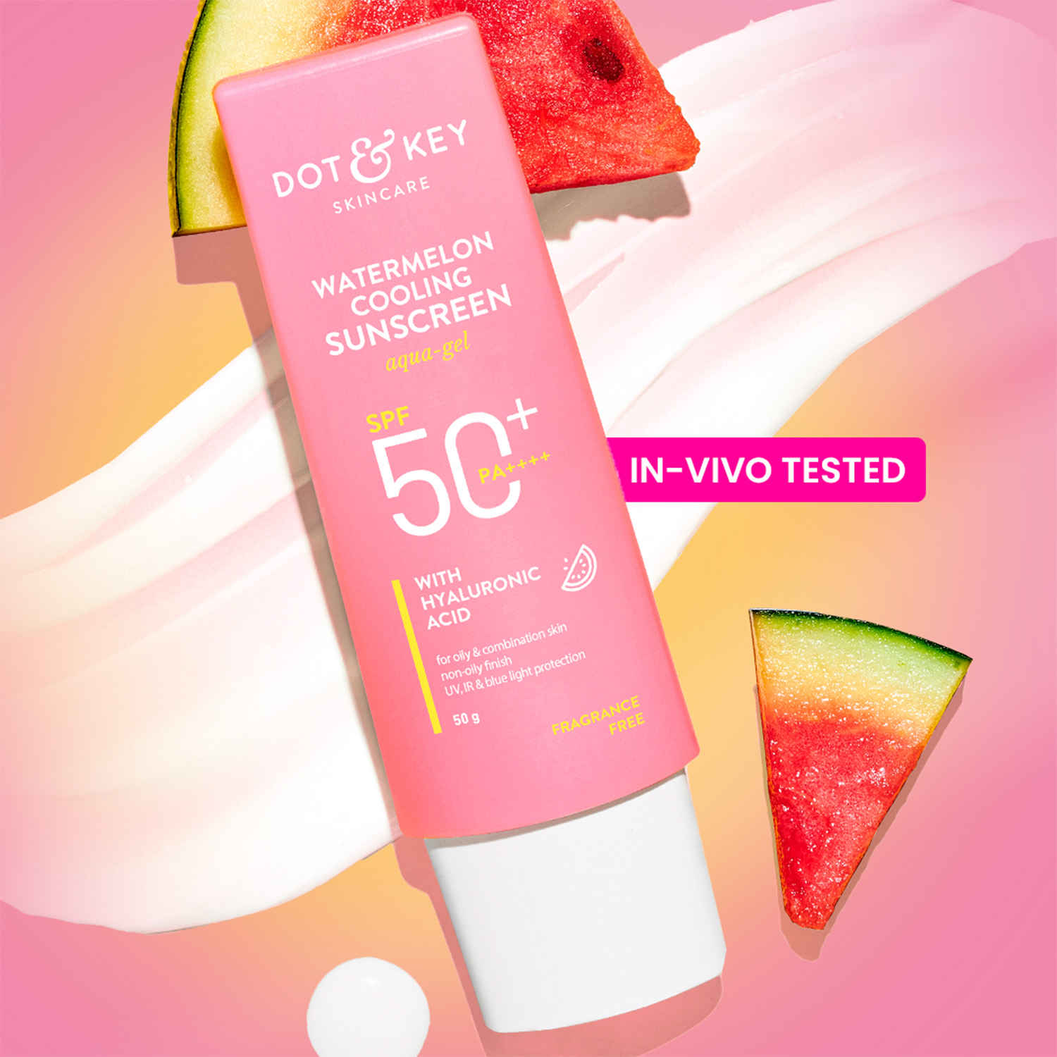 Buy Dot & Key Watermelon Cooling Sunscreen SPF 50+ PA++++, In-Vivo Tested Sunscreen for Oily Skin & Combination Skin - No White Cast, 50 gm - Purplle