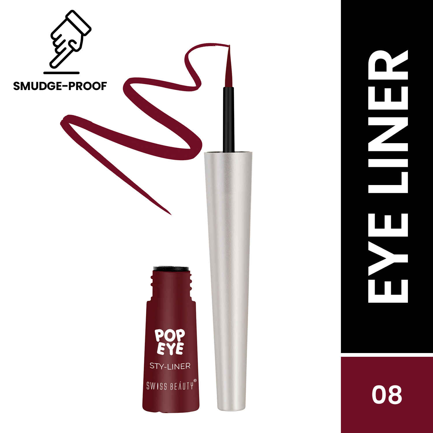 Buy Swiss Beauty Pop Eye Sty-Eyeliner 08 Chilli Red (4.5ml) - Purplle