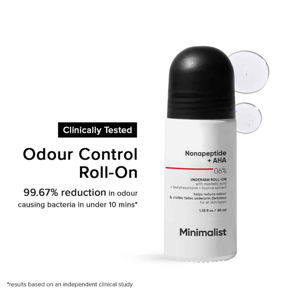 Buy Minimalist Nonapeptide + AHA BHA 06% Underarm Roll On Controls Odour & Fades Darkness 40 ml - Purplle