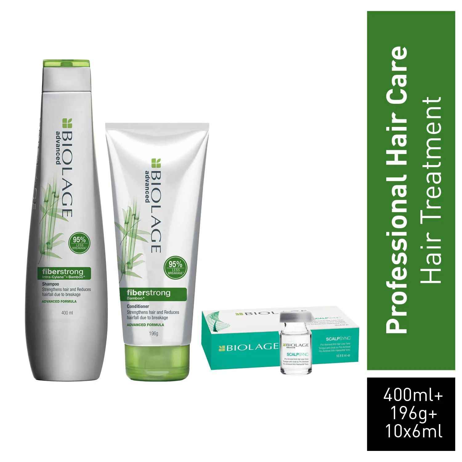 Buy Biolage Advanced Fiberstrong Shampoo+ Fiberstrong Conditioner + Scalpsync Aminexil Hair treatment (400 ml+196 ml+60 ml) - Purplle