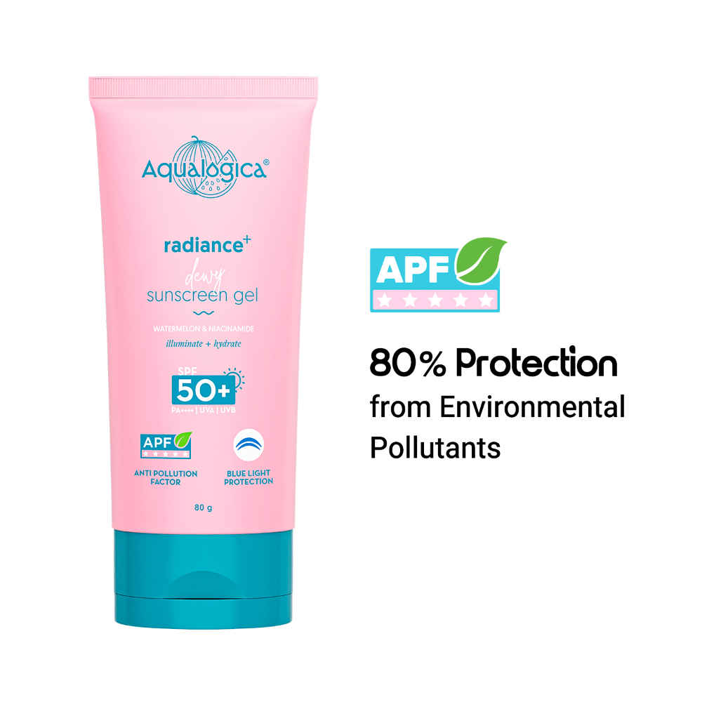 Buy Aqualogica Radiance+ Dewy Lightweight Sunscreen Gel SPF 50+ PA+++ for Oily & Acne-Prone Skin 80 gm - Purplle