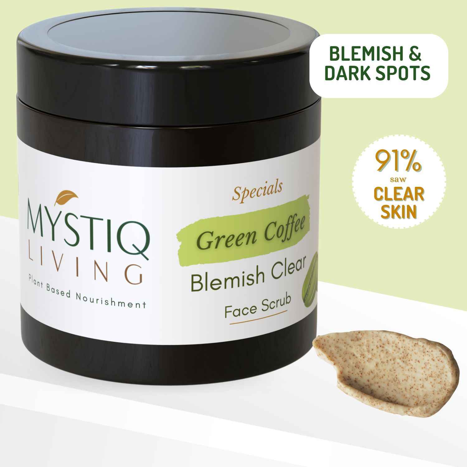 Buy Mystiq Living Green Coffee Blemish Clear Face Scrub (100 GM) Coffee Scrub, Tan Removal Body Scrub, De Tan Pack, Dark Spot Removal, Anti Pigmentation, Skin Brightening & Glowing Skin | Ayurvedic Formulation , For Women & Men 100 gm - Purplle
