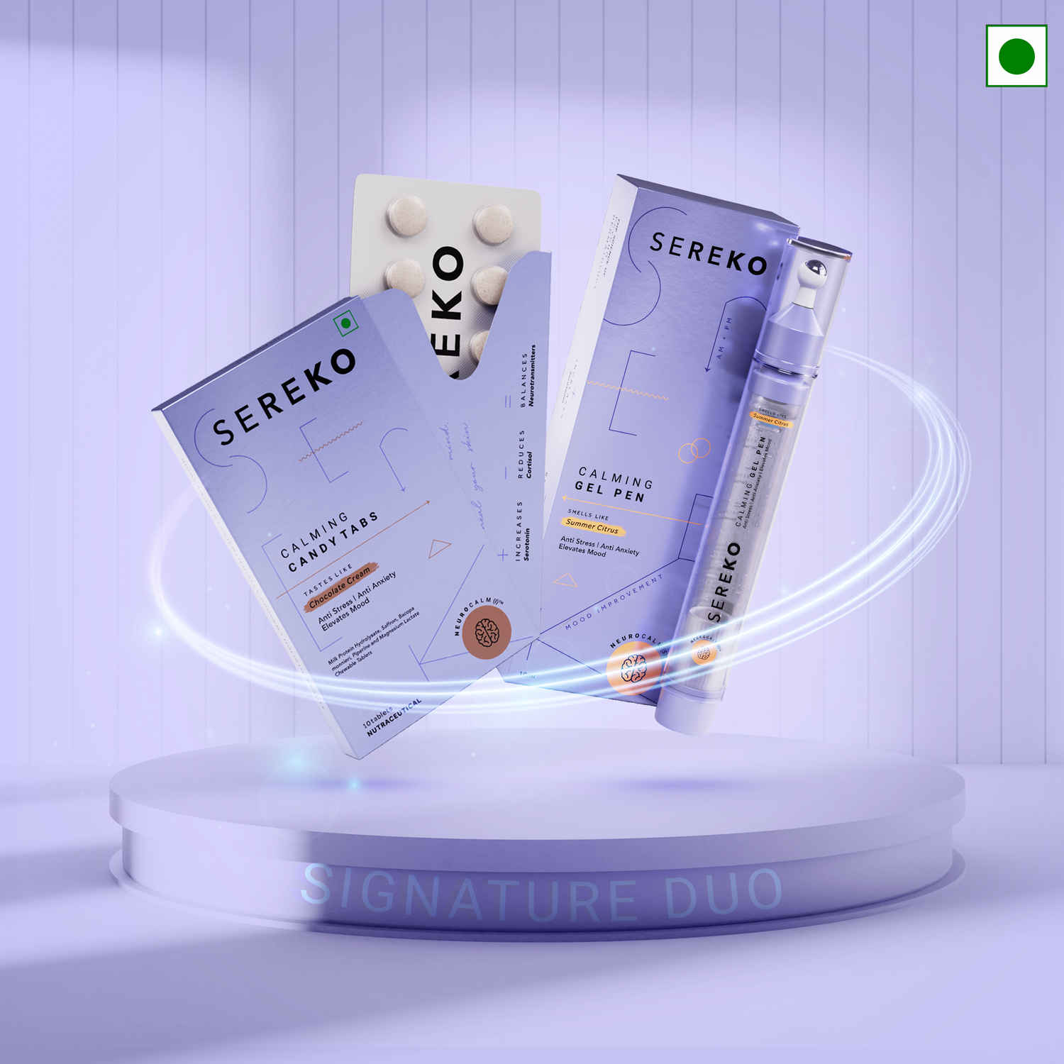 Buy SEREKO Signature Calming Duo Sereko Calming Gel Pen + Sereko Candy Tabs 100 Gms - Purplle