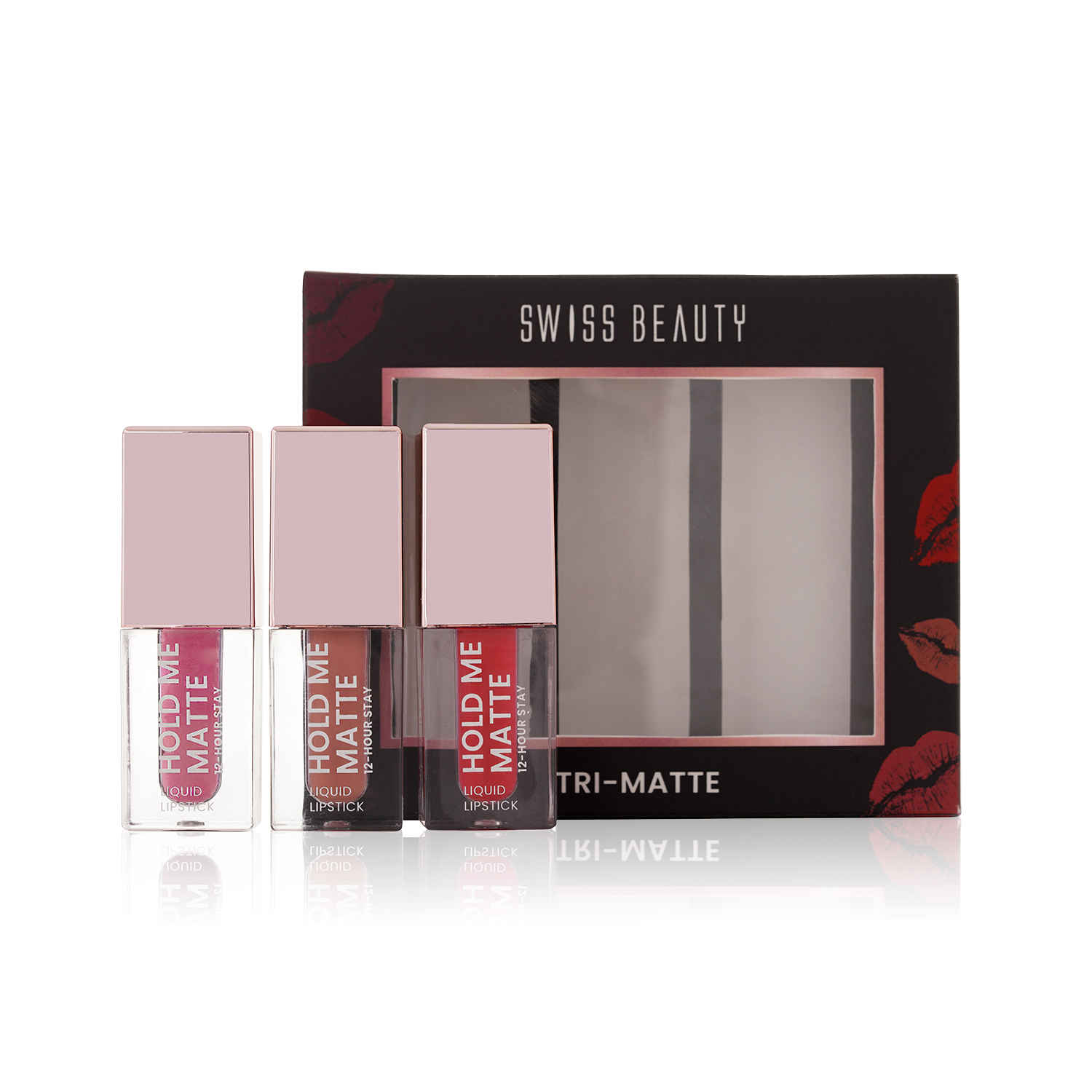 Buy Swiss Beauty Tri-Matte Lipstick | Pack of 3 | 12 Hour Stay |Waterproof & Transfer-proof |With Vitamin E & Apricot Oil 4.5 ml - Purplle