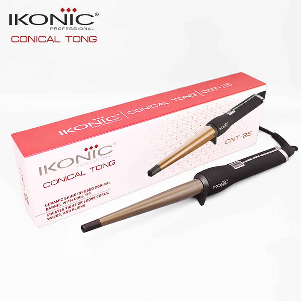 Buy IKONIC PROFESSIONAL Conical Tong Hair Curler - CNT 25mm with Ceramic Barrel for all hair types (Black) for Salon Finish Hair Styling 1 pc - Purplle