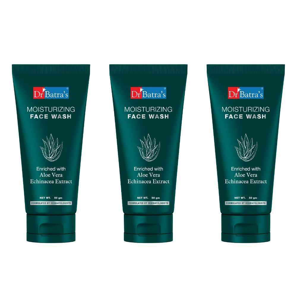 Buy Dr Batra's Moisturizing Face Wash Enriched With Aloe Vera Soft, Hydrated & Supple Skin - 50 gm (Pack of 3) - Purplle