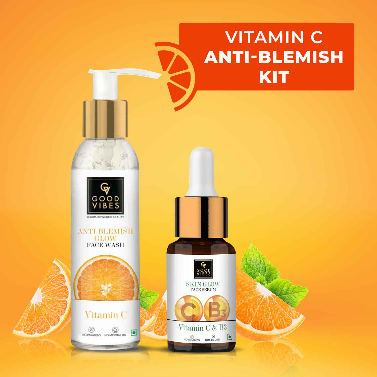 Buy Good Vibes Vitamin C Skin Care Combo (Set of 2) - Face Serum (30 ml) & Facewash (120 ml) - Purplle