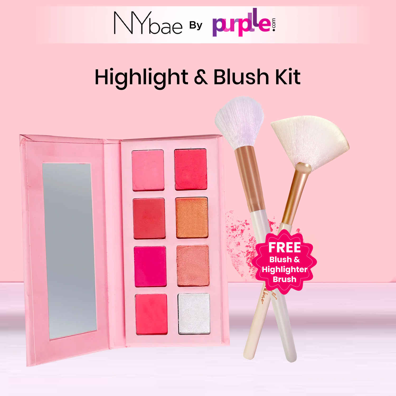Buy NY Bae Highlighter & Blush Palette + Free Brushes Kit | Pack of 3 | Everyday Glow (16 g) - Purplle