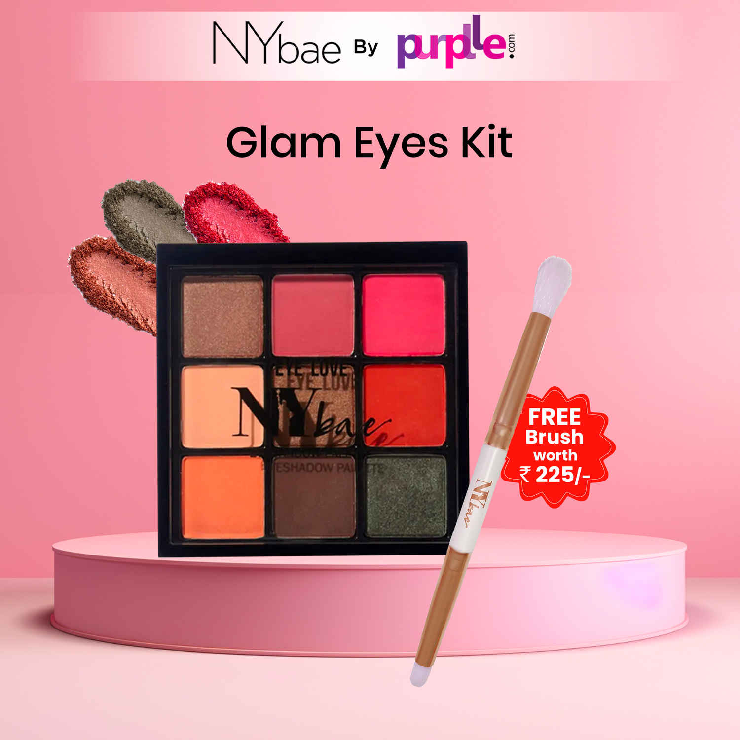 Buy NY Bae Glam Eyes Kit| Free Brush | Combo Pack | Eyeshadow Pallete| Rich Colour | Easily Blendable (9 gm) - Purplle