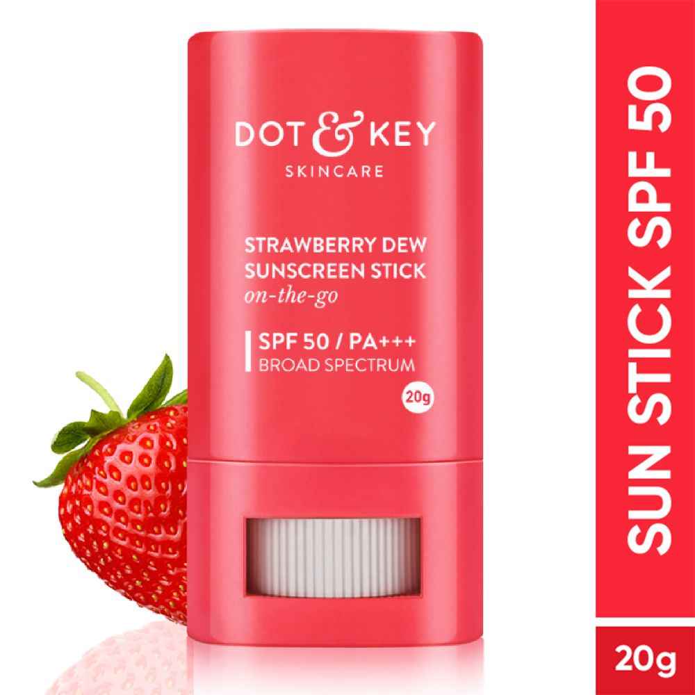 Buy Dot & Key Strawberry Dew Sunscreen Stick with SPF 50 PA+++ On-the-Go | Easy & Mess-Free Reapplication | Blocks UVA+UVB rays | No Chalky Residue, No White Cast | All Skin Type Sunscreen Stick for Men & Women | 20g - Purplle