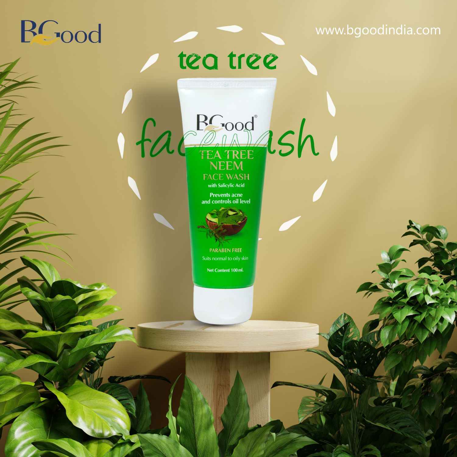 Buy BGood| Tea Tre Neem Face Wash 100 ml | Winter & Summer Skin Care Combo Kit| Paraben Free Tea Tree Neem Face wash for Women & Men, Anti Acne Face Wash for Oily Skin, Oily Skin Cleanser| Face Care - Purplle