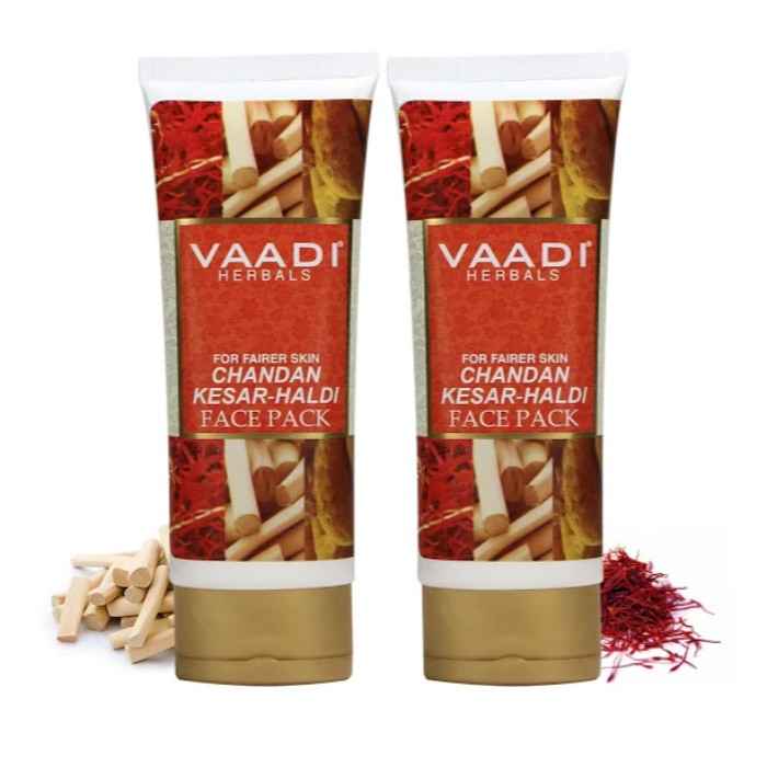 Buy Vaadi Herbals Chandan Kesar Haldi Fairness Face Pack Value Pack of 2 (120 g x 2) - Purplle
