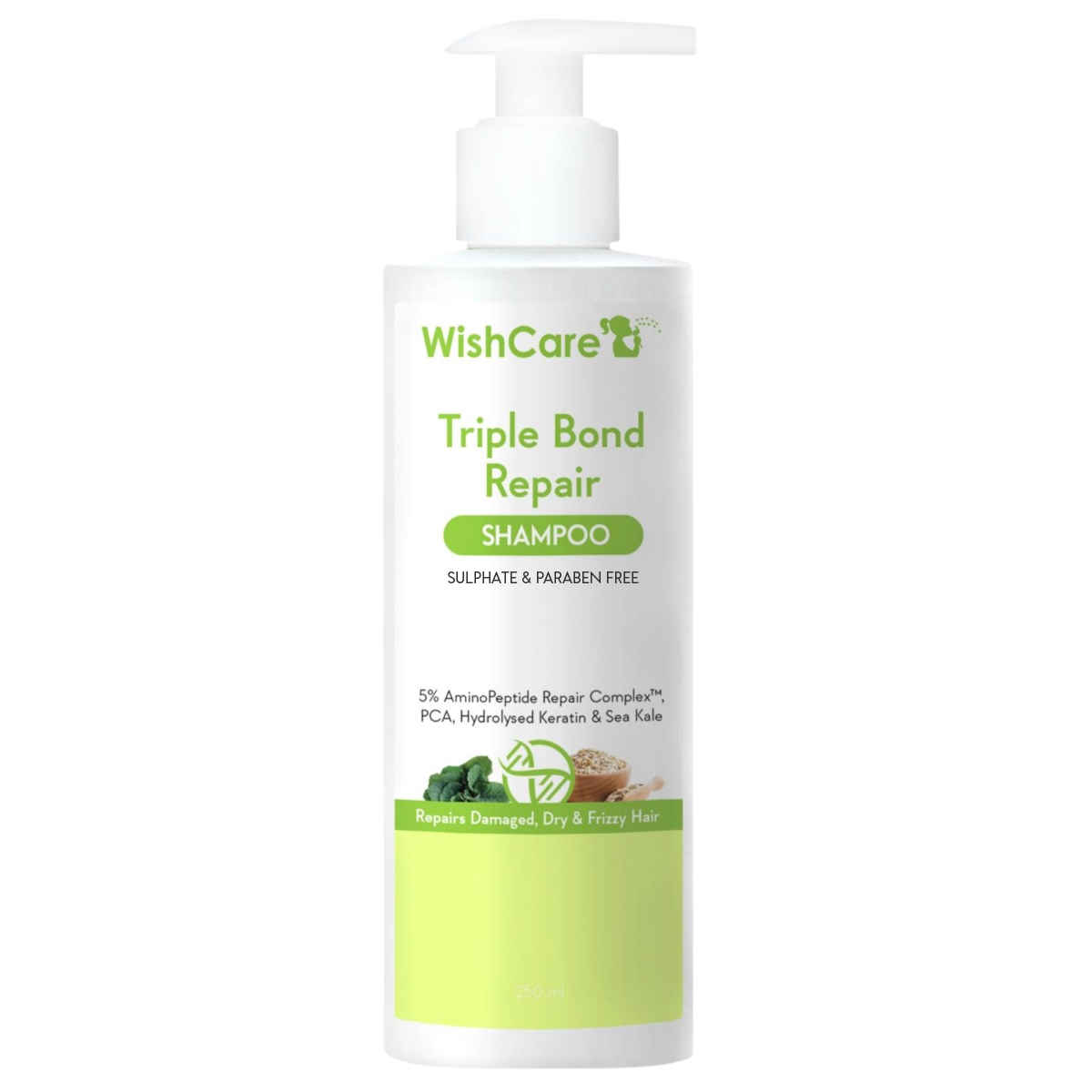 Buy WishCare Triple Bond Repair Shampoo - 5% AminoPeptide Complex & PCA - Repairs Damaged Dry & Frizzy Hair 250 ml - Purplle